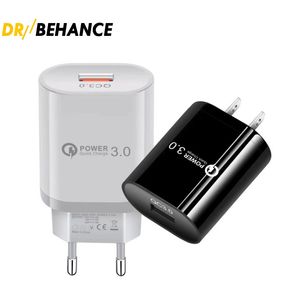 Быстрое зарядное устройство 3.0 QC 18W USB QC3.0 Fast Travel Charge EU US Plug Plug Chumb Charget.