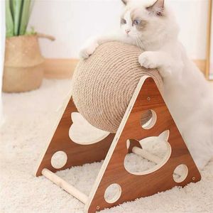 Cat Toy Interactive Cat Scratciarka Board Kitten Sizal Lina Ball Scratch Paws Pet Szlifierki Drapanie Koty Dla Scratcher Zabawki 211122