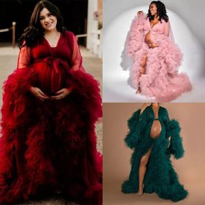 Unique Prom Dresses Fluffy Tulle Maternity Dress For Pregnant Women Robes Formal Evening Party Gowns Tiered Ruffles Long robe de soiree Plus Size Clubwear AL8851