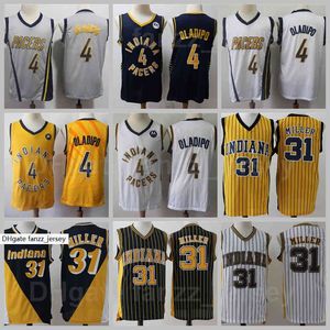 Män Basket Victor Oladipo Jersey 4 Reggie Miller 31 Retro Navy Blå Vit Gul Grå Alla Stitched Vintage Andningsbar Bra kvalitet Till Salu