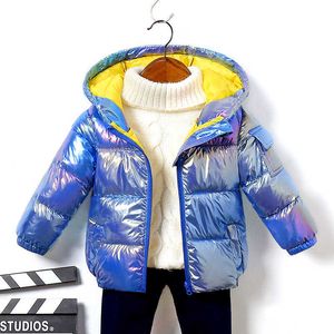 Winter Children's Outerwear Shiny Windbreaker Jacket For Boy Padded Warm Down Cotton Coat For Girls Kids Snowsuit TZ885 H0909