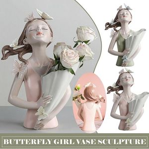 Wholesale beautiful ornaments for sale - Group buy Beautiful Butterfly Girl Sculptures Vases Countertop Home Decor Gift Flowers Ornaments For Office Other