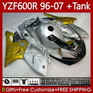 Kropp + Tank för Yamaha Thundercat YZF600R Guld Silver YZF 600R 600 R 96-07 Bodywork 86No.77 YZF-600R 1996 1997 1998 1999 2000 2001 YZF600-R 96 02 03 04 05 06 07 Fairings