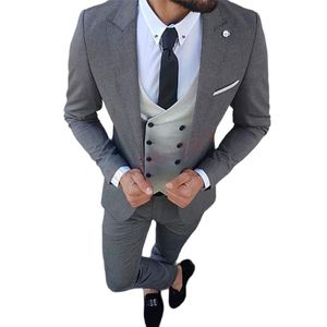 Blazer Designers Fashion Men Suit Slim Fit Prom Wedding Suits For Groom Tuxedo Jacket Pants Set White Gray Casual Men's & Blazers