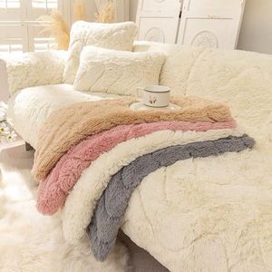 Chair Covers Sheepskin Fluffy Plush Soft Sofa Cover For Living Room Lounge Sectional L Shape Slipcover Faux Fur Mats