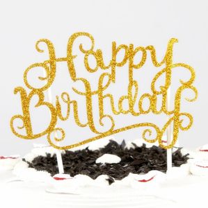 Decorazioni per feste Crystal Rhinestone Shiny Happy Birthday Cake Topper Anniversario Bambini Compleanni Torte Toppers SN5258