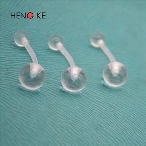 UV Acrylic Bar Belly button rings piercing body jewelry 14G Clear transparent Bio flex Pregnancy Flexible Curved 10mm