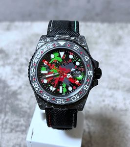 TW 공장 마스터 럭셔리 남성 시계 40mm DIW 126710 116710 낙서 다이얼 탄소 섬유 케이스 캔버스 스트랩 3186 자동 무브먼트 Luminous Sport Wristwatches