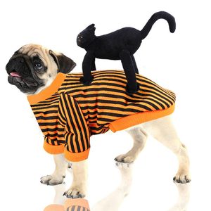 Dog Apparel Dogs Costumes Halloween Funny Pet Suit with Black Cat Cute Puppy Clothes for Christmas Party Small Doggy and Cats A92