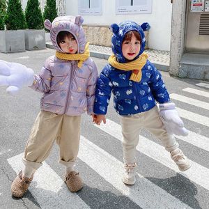 Kids Jacket For Girls Outwear Cotton Down Parkas For Toddler Boy Jackets Spring Hooded Cartoon Coat 1 2 3 4 5 Y Children's Coat H0909