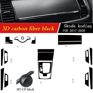 سيارة التصميم 3D 5d ألياف الكربون سيارة المركز الداخلي وحدة التحكم لون القوالب ملصقا الشارات ل سكودا kodiaq 2017-2020