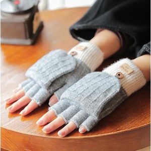 Sports Gloves Winter Warm Alpaca Fleece Windproof Warmth Fingerless Flip Simple And Versatile Knitted