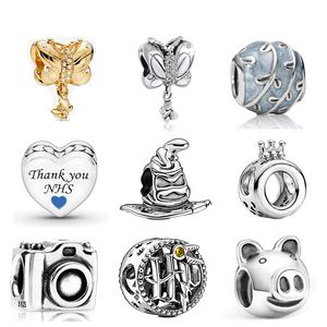 Memnon Biżuteria 925 Sterling Silver Butterfly Charm Sortowanie Kapelusz Ażurowe Charms 20. Rocznica Świnia Koralik Korona O Koraliki Fit Bransoletki Diy Dla Kobiet Prezent