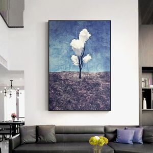 Абстрактная картина Три облака Настенное искусство Фотографии для гостиной, коридор Холст Живопись Современное украшение без помех