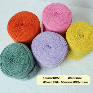Wholesale diy rug with yarn for sale - Group buy 1PC g Hollow T shirt Cotton Yarn Chunky Flat Ribbon Yarns For Knitting Crochet Basket HandBag Carpet Purse Rug DIY Home Textile Y211129