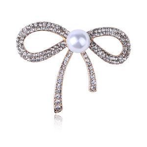 Pins, Broches Branco Bow Broche Flor de Rhinestone para Mulheres Grandes Bowknot Pin Moda Jóias Cardominaria Acessórios De Corsage