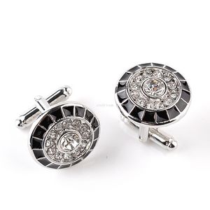 Gentleman Diamond Cufflinks Round Business Suit Shirt Cuff Links Button Clasps for Men Fashion Jewelry Will and Sandy