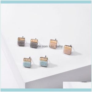 Stud Jewelrystud 1.0Cm Square Druzy Drusy Earrings Mini Resin Round Fashion Designer Jewelry Gold1 Drop Delivery 2021 Jurhz