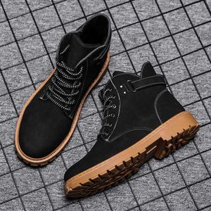 Winter Men's Boots High-Top Work Shoes Velvet All-match Snow Boot Men's British Short Boots Warm Men's Casual Shoes 211019