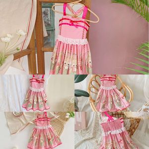 2021Rabbit 2153 Summer Lace New St Pink Cartoon Girls Girls Dress