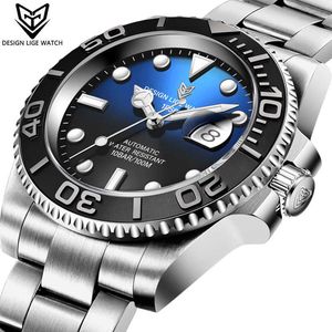 Watch Men LIGE Diving Automatic Mechanical Clock Fashion Sapphire Glass Wristwatch Stereo Digital Dial 316L Steel Watches 210527