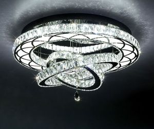 Modern LED crystal lamp creative living room lighting round suction hanging hall atmospheric fashion restaurant light