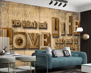 Vintage Letter Wood Board 3d wallpapers HD Home Improvement Painting Wallpaper Silk Mural Beautiful Living Room Bedroom Wall Paper