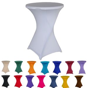 Stretch Round Tablecloth Cocktail Spandex Cloth Bar el Wedding Party White Cover 60/70/80cm Diameter Multi-color 210626