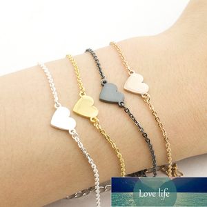 Simple Heart Bracelets For Women Romantic Jewelry Rose Gold Accessories Stainless Steel Chain Bracelet Pulseras Mujer Femme bff
