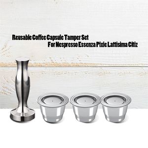 Reutilizável Aço Inoxidável Nespresso Recarregável Cápsula 2 em 1 Usage Recargables Essenza Mini Pixie Inissa Coffee Filter Drippers 210712