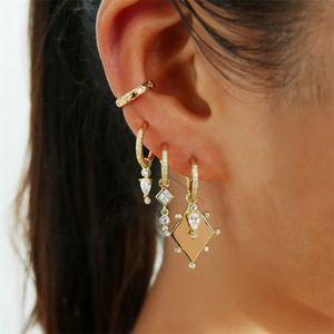 Sparking bling moda cubic zirconia cz geometrico pendente orecchino a goccia Oro argento colore gioielli da donna alla moda 210317