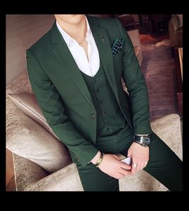 Erkekler Suits Blazers Yeşil Smokin Ceketler Mens İnce Fit 3 Parça Setleri Beyaz Şık Tasarımcı Balo Gri Kostüm Homme Mariage Sigara