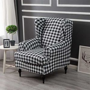 Pleda Pyłoszczelna opadająca ramię Król Back Chair Pokrywa Elastyczna Fotel Wingback Skrzydła Sofa Dining Stretch Protector 211116