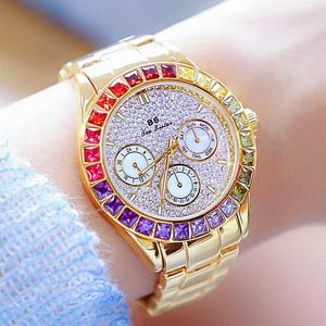 Arrival Women Watches Luxury Brand Full Diamond Ladies Wrist Watches Dress Elegant Gold Watch For Women Reloj Mujer 210527
