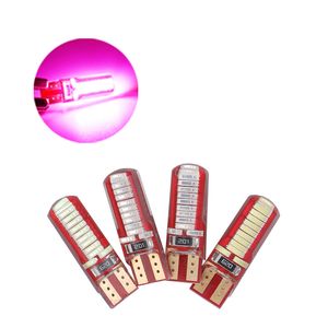 50Pcs Pink T10 W5W 4014 24SMD LED Canbus Error Free Car Bulbs For 168 192 194 2825 Clearance Lamps License Plate Lights 12V