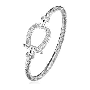 Новое поступление мода серебристый горный хрусталь обертки браслеты подковы браслеты Q0719