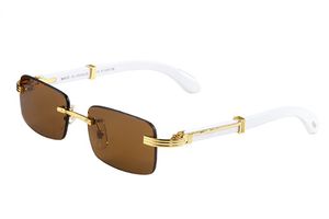 Modische randlose unregelmäßige Sonnenbrille für Damen, Medusa, weißes Holz, Bambusrahmen, Retro-Büffelhorn-Brille für Herren, braun, schwarz, klare Gläser, Lünetten, Gafas