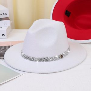 Stingy Brim Hats Diamond Band Fedora For Women Jazz Hat Unisex Fedoras Fashion And Men Rock Star