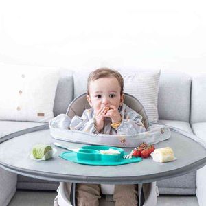 3in1 Baby bib bordtäcke matsal stol klänning Vattentät saliv handduk burp förkläde Matmatning tillbehör klänning / bricka / förvaring väska 211117