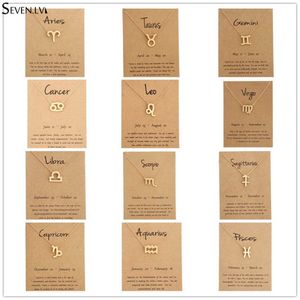 12 Constellation Charm Guldhalsband Zodiac Chain Alloy Card Aries Aquarius Charm Smycken för kvinnor och män