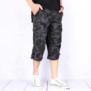 Högkvalitativ sommar Mäns Baggy Multi Pocket Military Short Cargo Byxor Breeches Male Long Men Tactical Plus Storlek 6XL Shorts