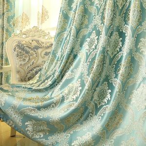 European Luxury Blackout Gold Windows Treatment Curtains For Living Room Bedroom Flower Tulle Curtain & Drapes
