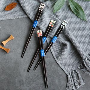 Chopsticks Japanese Style Wooden Creative Painting Crafted Tableware Natural Handmade Sushi Chopstick Home Restaurant Supplies