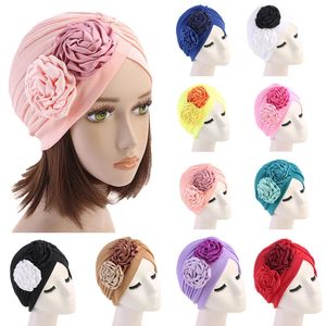 Kvinnor Hat Muslim Blomma Ruffle Cancer Chemo Beanie Scarf Turban Wrap Cap Håravfall Skullies Headwear Accessories Cover Fashion