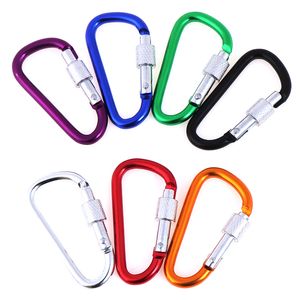 Locking Carabiners hook Screw Lock hang Buckle outdoor Hiking Camping climbing button clip carabiner D Shape ring hooks for bags