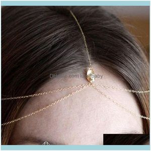 Headbands Jewelry Wedding Hair Aessories Fashion Jewelry Gold Bijoux De Tete Mariage Bridal Headband Crystal Head Chain For Women Drop Deliv