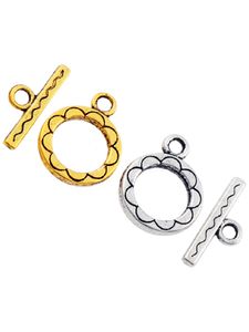 Alloy Flower Round Bracelet Toggle Clasp Antique Silver/Gold Hooks Jewelry Findings L831 200sets/lot