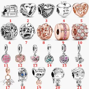 Biżuteria Autentyczne 925 Sterling Silver Bead Fit Pandora Charm Bransoletki Love Heart Dzień Matki Różowe Złoto Zapięcie Łańcuch Bezpieczeństwa Wisiorek DIY koraliki