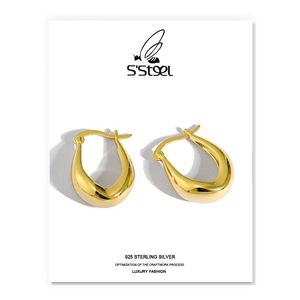 S'STEEL Korean Earrings 925 Sterling Silver Hoop Earring For Women U-shaped Designer Gold Earings Plata De Ley Jewellery & Huggie