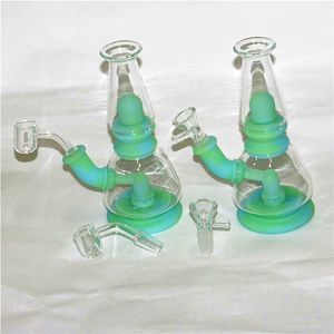 Silicone Bongs Percolators Hookahs Perc Removable Straight Water Pipes Glass Smoking Bong Dry Herb Bowls With Quartz Banger